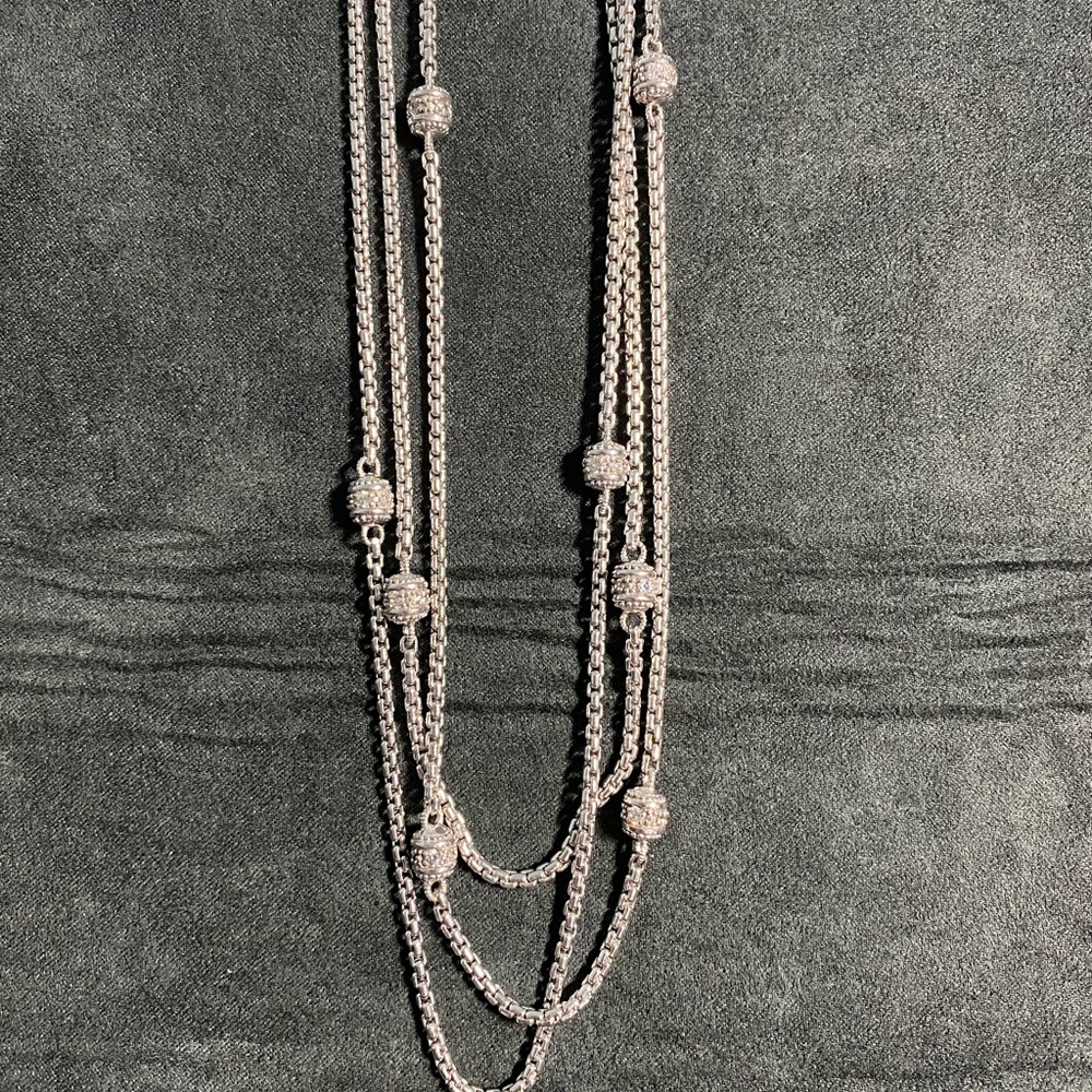 Judith Ripka Sterling Silver CZ 3-Strand Necklace